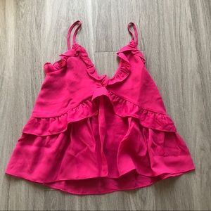 Lauren James Aruba Ruffle Peplum Top in Raspberry in Size XS